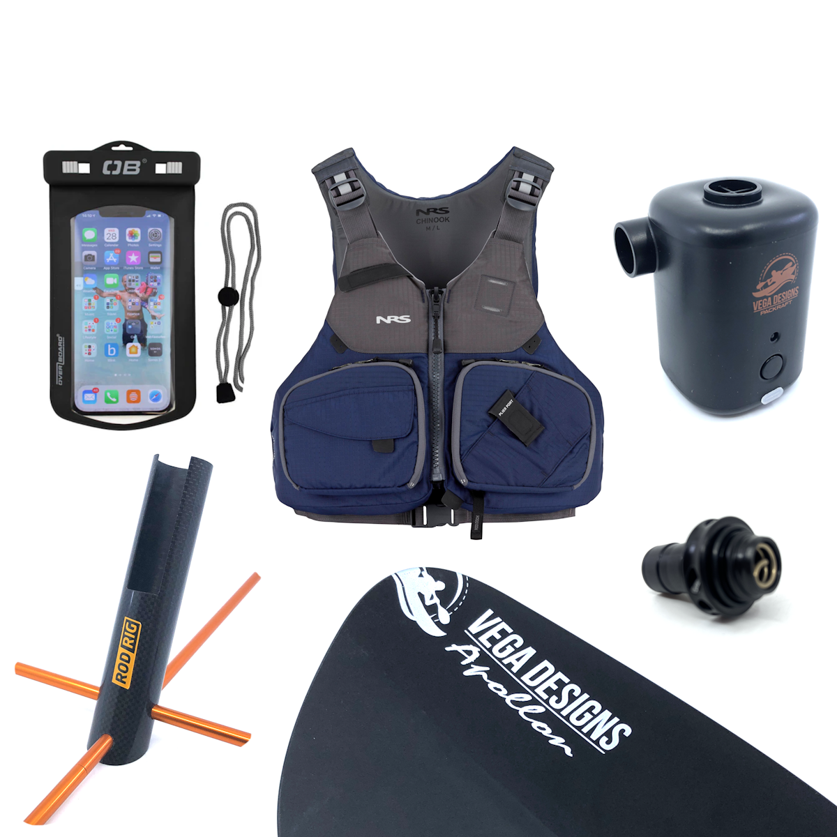 Packraft utstyrspakke 5 m/ RODRIG fiskestangholder