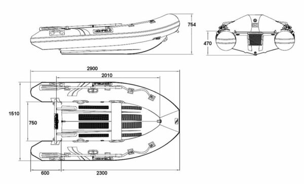 Highfield 290 Ultralite Aluminium RIB - Sort - Bilde 15