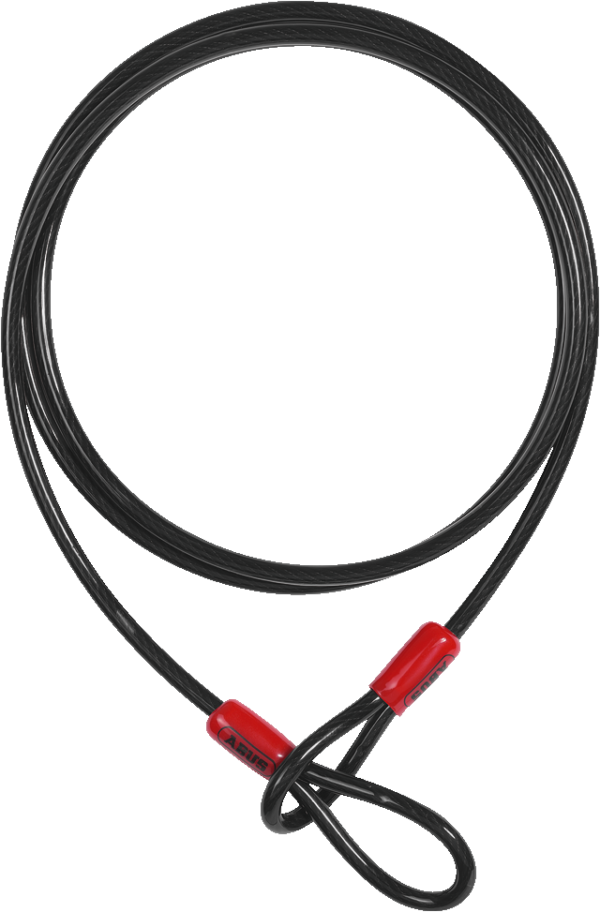 Abus Cobra Wire 8mm x 2m, Sort PVC