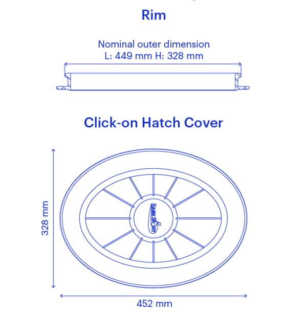 KS-oval hatch 42/30, click-on cover - Bilde 2