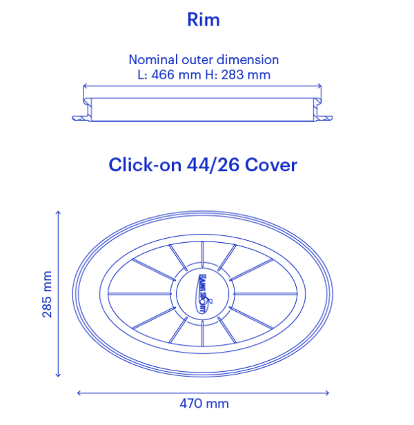 KS-oval hatch 44/26, click-on cover - Bilde 2